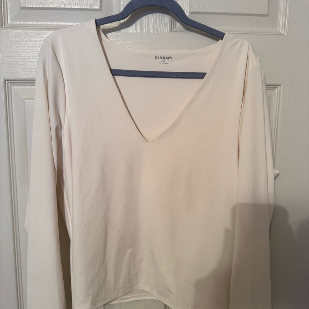 Old Navy Women's White V-Neck Blouse
